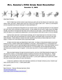 Mrs. Cancino*s Fifth Grade Band Newsletter