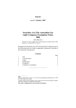 Securities Act (The Australian Gas Light Company) Exemption