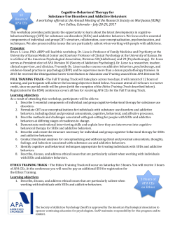 12 Hours of APA CEs Cognitive-Behavioral Therapy for Substance