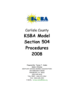 KSBA Model Section 504 Procedures 2008