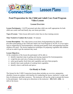 Food Preparation for the Child and Adult Care Food Program Video