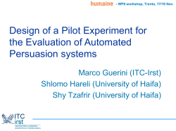 Design of a Pilot Experiment for the Evaluation of Automated