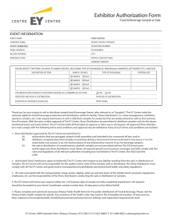 Food and Beverage Sampling - EY Centre