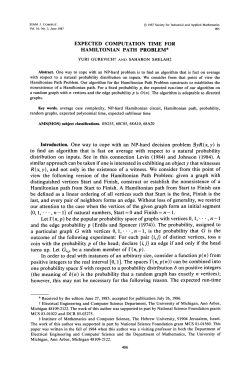 EXPECTED COMPUTATION TIME FOR HAMILTONIAN PATH