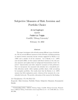 Subjective Measures of Risk Aversion and Portfolio Choice