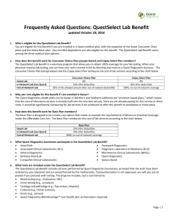 Frequently Asked Questions: QuestSelect Lab Benefit