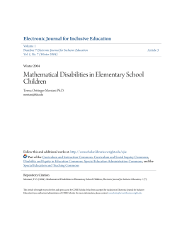 Mathematical Disabilities in Elementary School