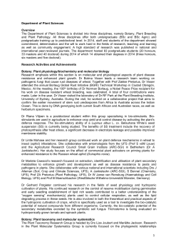 Plant Sciences Annual Report 2014