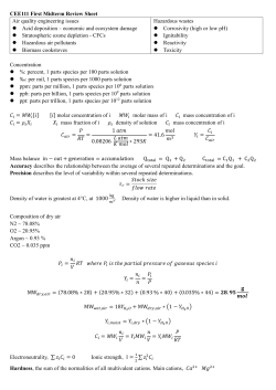 CEE111 First Midterm Review Sheet Air quality engineering issues