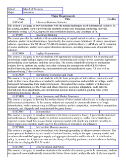 School School of Business Major Economics Major