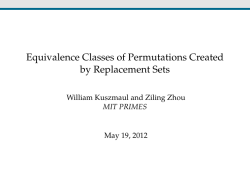Equivalence Classes of Permutations Created by Replacement Sets