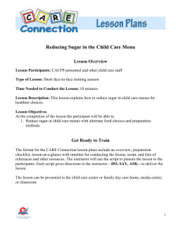 Reducing Sugar in the Child Care Menu