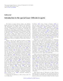 Introduction to the special issue: Officials in sports