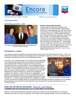 President`s Letter OUR AM KEYNOTE SPEAKER: Chairman John