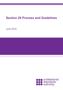 Section 29 Process and Guidelines - Professional Standards Authority