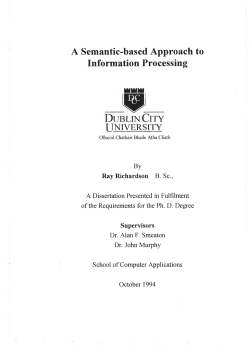 A Semantic-based Approach to Information Processing I TNIVERSITY