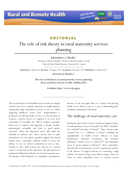 The role of risk theory in rural maternity services planning
