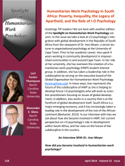 Humanitarian Work Psychology in South Africa: Poverty