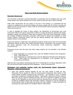 Open Loop Earth Energy Systems - Requirements
