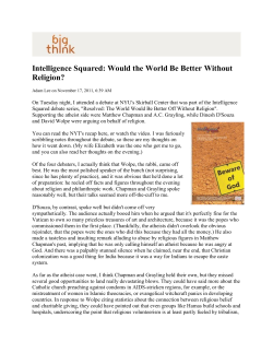 Intelligence Squared: Would the World Be Better Without Religion?