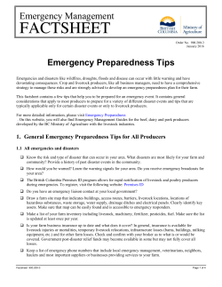 Emergency Preparedness Tips - Province of British Columbia