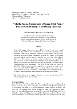 Volatile Aroma Compounds of Green Chili Pepper Treated with