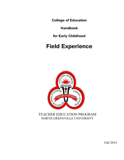 Handbook for Elementary Education Cohort Field Experience