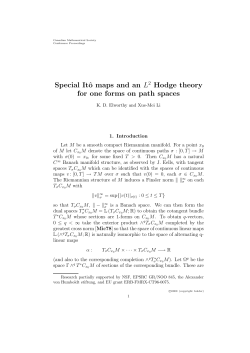 Special It&ocirc; maps and an L Hodge theory for one forms - Xue