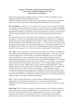 Progress, Normativity, and the Dynamics of Social Change. A