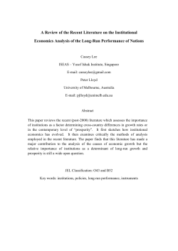 A Review of the Recent Literature on the Institutional Economics