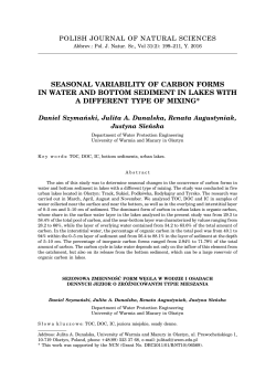 seasonal variability of carbon forms in water and bottom