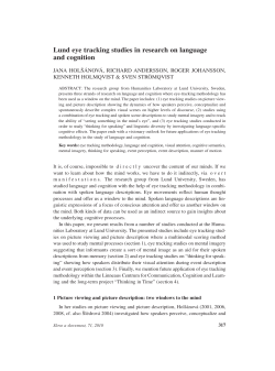 Lund eye tracking studies in research on language and cognition
