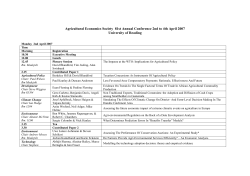 Agricultural Economics Society 81st Annual Conference 2nd to 4th