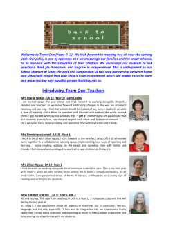 Introducing Team One Teachers - St Mary`s School (Northcote)