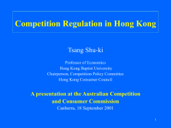 Competition Regulation in Hong Kong - Tsang Shu-ki
