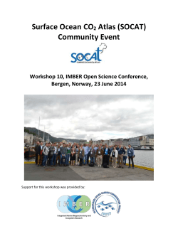 Surface Ocean CO 2 Atlas (SOCAT) Community Event Workshop 10