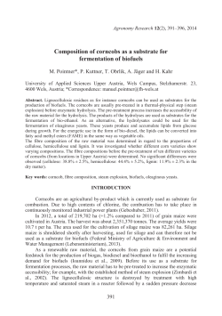 Composition of corncobs as a substrate for fermentation of biofuels