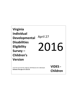 Virginia ID/DD Eligibility Survey