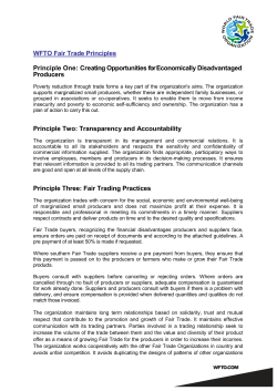 WFTO Fair Trade Principles Principle One