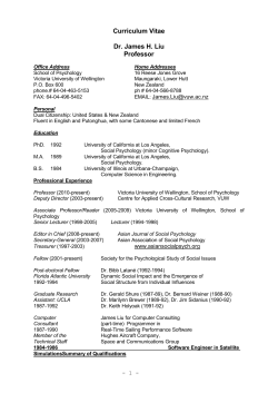 Curriculum Vitae - Victoria University of Wellington