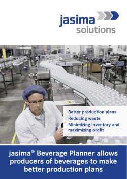 jasima&reg; Beverage Planner allows producers of beverages to make