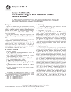 Tensile-Impact Energy to Break Plastics and Electrical Insulating