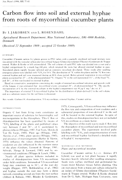 Carbon flow into soil and external hyphae from roots of mycorrhizal