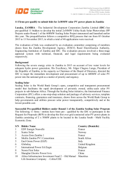 11 firms pre-qualify to submit bids for 2x50MW solar PV power