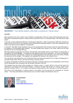 INSURANCE l Court decides whether a toilet break is considered an