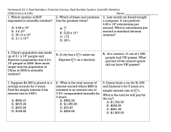 Homework S3-1: Real Numbers, Financial Literacy, Real Number