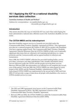 10.1 Applying the ICF to a national disability services data collection