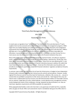 Advisory - TPRM - Assessing Law Firms