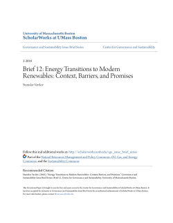 Brief 12: Energy Transitions to Modern Renewables: Context