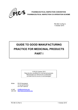 PIC/S Guide to Good Manufacturing Practice for Medicinal Products